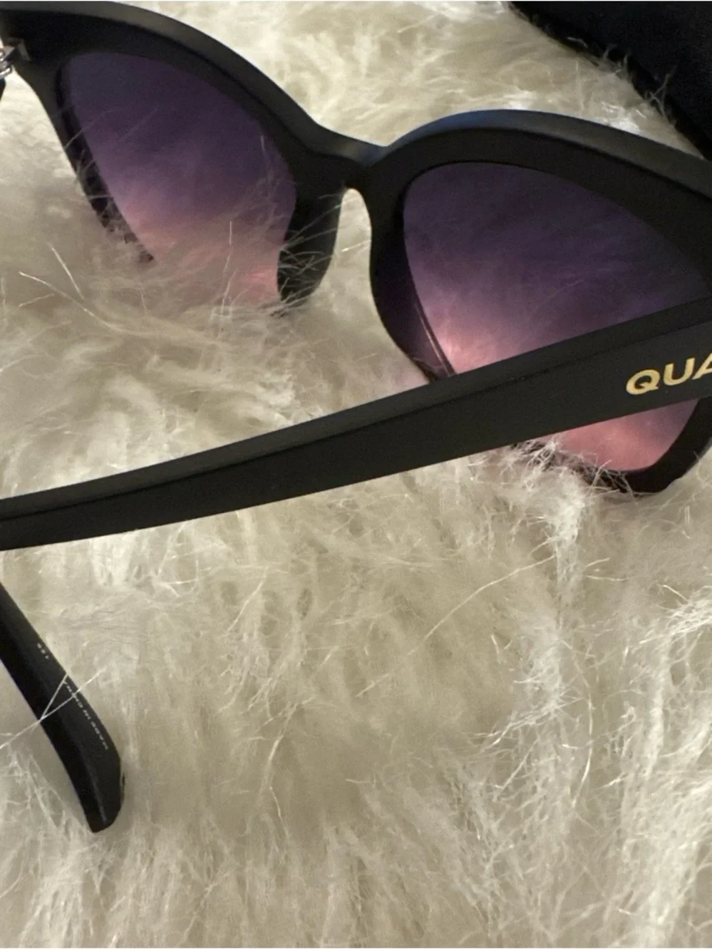 Quay Australia Matte Black Sunglasses with Purple Gradient Lenses